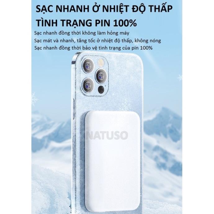 Sạc Dự Phòng Không Dây Iphone Từ Tính Sạc Nhanh Pin 5000mah Mini Nhỏ Gọn Cao Cấp Hỗ Trợ Từ Cho Iphone 8/X/11/12/13