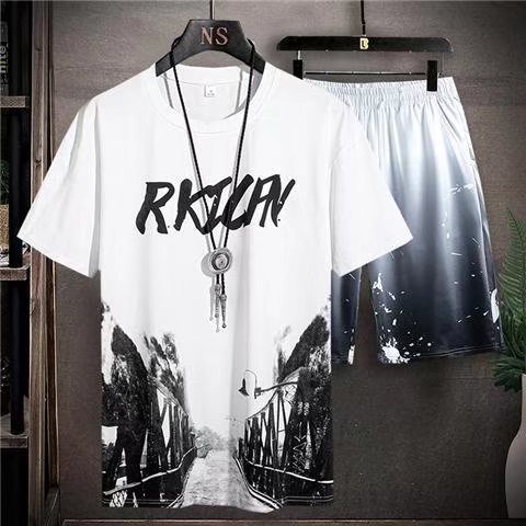 Áo Thun Tay Ngắn Cổ Tròn Dáng Rộng In Họa Tiết Phong Cách Hàn Quốc Thời Trang Mùa Hè Cho Nam size M-5XL