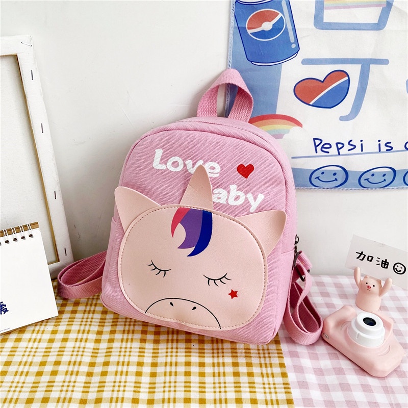 Ba Lô Canvas Mini Họa Tiết Hoạt Hình Dễ Thương Cho Bé 1-5 Tuổi