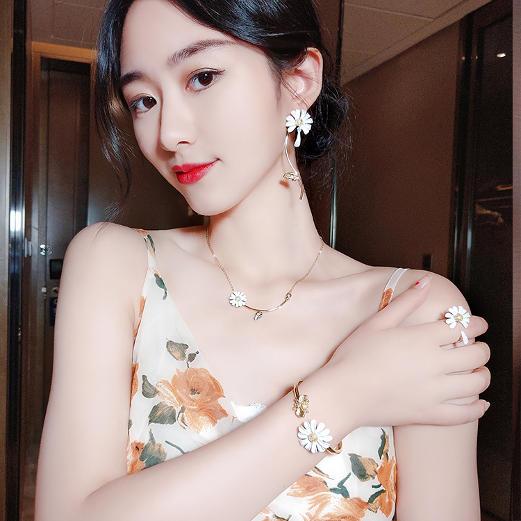 XiaoboACC Bộ Trang Sức Hình Hoa Cúc Bằng Bạc 925 Phong Cách Hàn Quốc