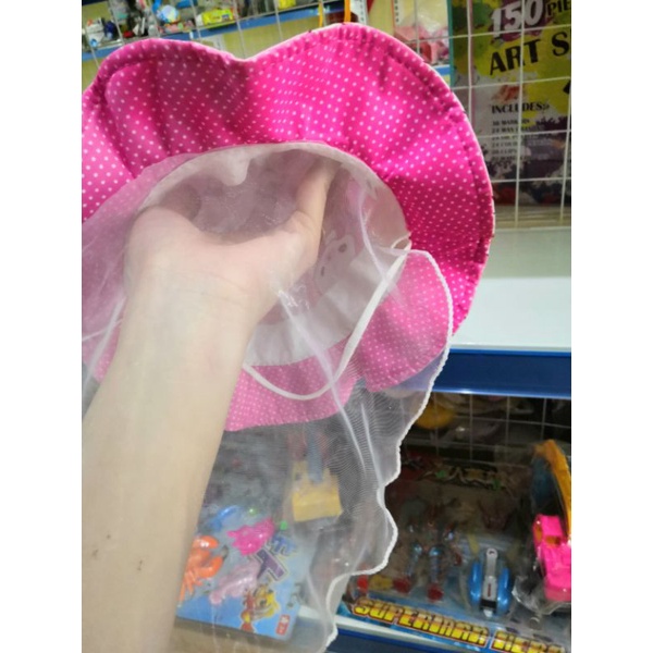 Mũ Kèm Khăn Voan Chống Bụi Cản Gió, Nón Có Lưới Che cho bé