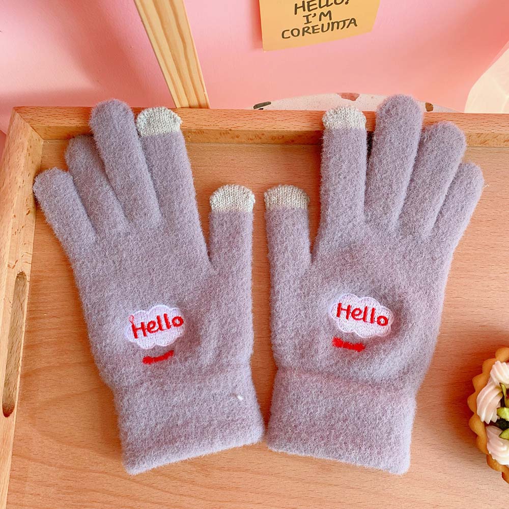Găng tay nhồi bông dệt kim sưởi ấm mùa đông nhiều màu kiểu Nhật xinh xắn đáng yêu cho nữ