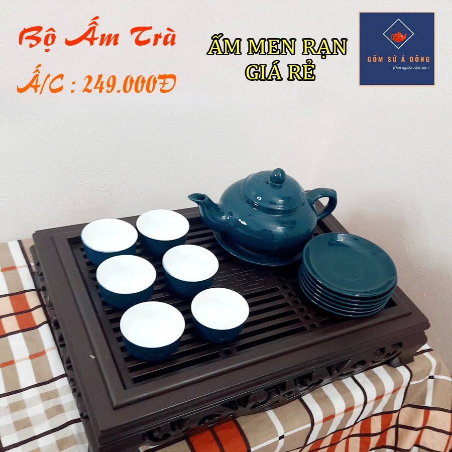 Bộ Ấm Trà Men xanh ngọc cao cấp Bát Tràng MTB-05