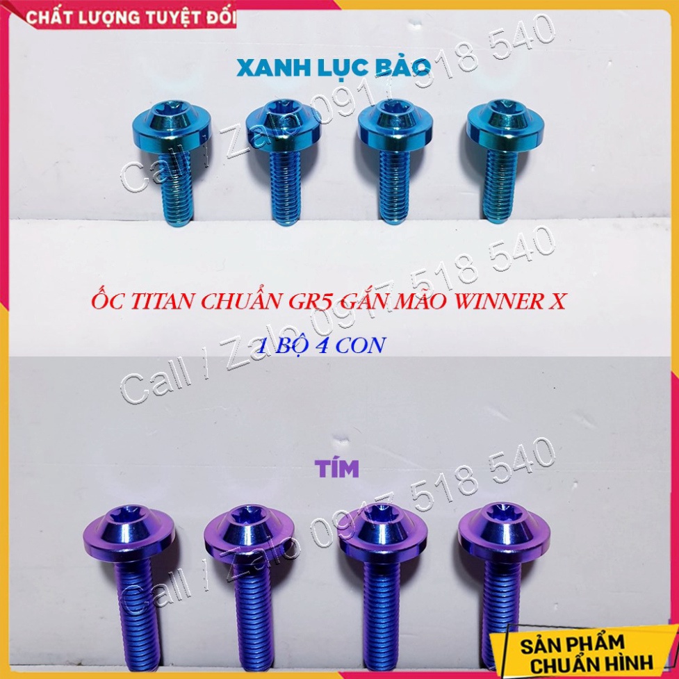 ✅ Combo 4 Con Ốc Titan GR5 Gắn Mão - Chắn Gió Winner x ✅ Ảnh thật Sp