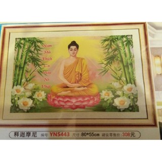 Tranh đính đá Phật - Sen Trắng ms YN5443