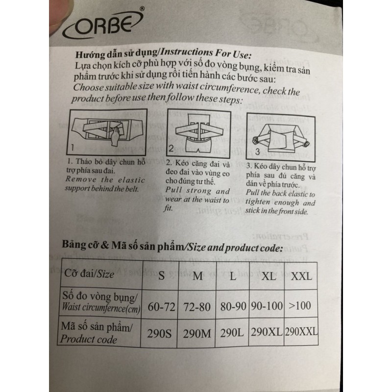 [LOẠI LƯNG CAO] ĐAI LƯNG ĐỊNH HÌNH HỖ TRỢ CỘT SỐNG ORBE H1,Đai thắt lưng cột sống H1 Orbe chữa đau lưng,thoát vị đĩa đệm