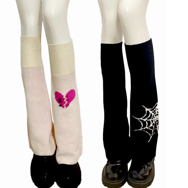 Vớ ống chân dệt kim dài đến đầu gối giữ ấm chân phong cách lolita dành cho nữ