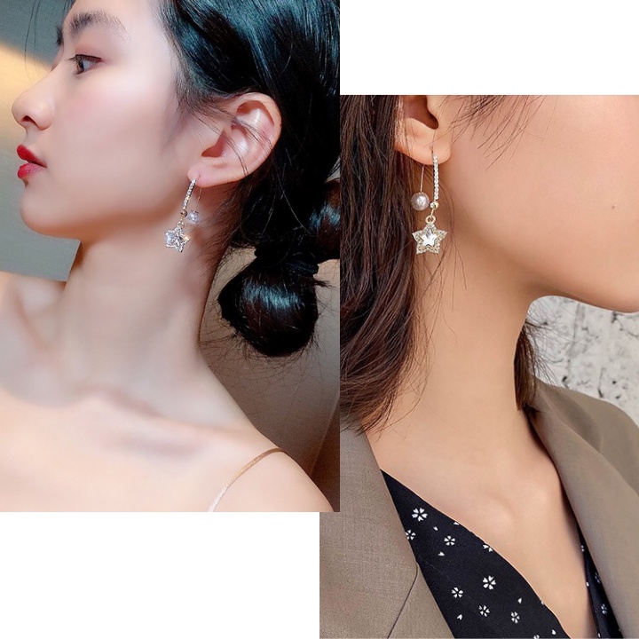 Bông Tai Nữ Hợp Kim Cao Cấp ERASHOP 076477 - Ngoặc Vàng Chuôi Hạt Châu Tiểu Thư, Sang Trọng, Phù Hợp Đi Tiệc, Đi Chơi