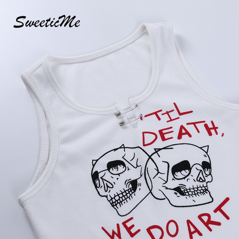 Áo không tay in họa tiết đầu lâu cá tính dành cho nữ | BigBuy360 - bigbuy360.vn