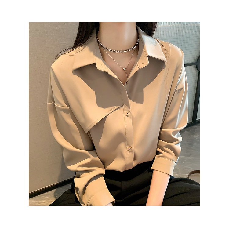  Áo sơ mi tay dài cổ chữ V dáng rộng thời trang mùa thu cổ điển cho nữ | BigBuy360 - bigbuy360.vn