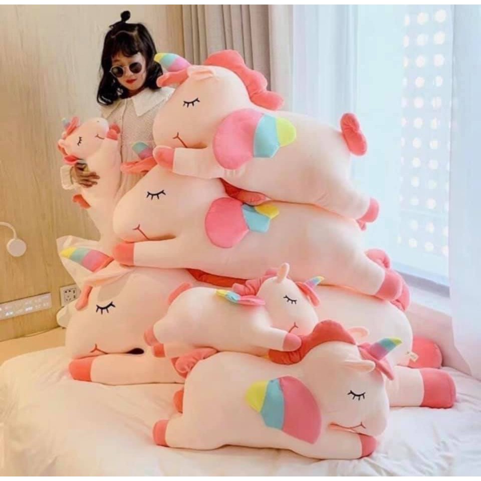 Gấu bông kì lân pony, kỳ lân unicon 1 sừng size 1m, thú nhồi bông cao cấp vải miniso mịn VIP