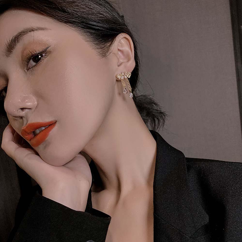 Khuyên Tai VANES1 Đính Nơ Phong Cách Hàn Quốc Ngọt Ngào|Trang Sức Thời Trang