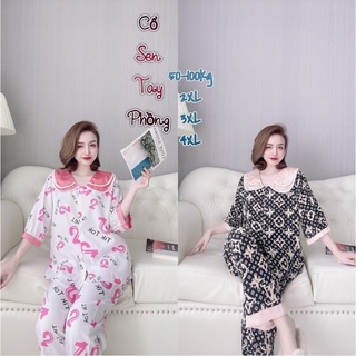 Bộ Pijama Cổ Sen tiểu thư cao cấp Bigsize 50-100kg xinh xắn