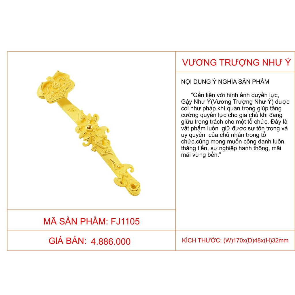 Quà tặng phong thủy mạ vàng Vương Trượng Như Ý DOJI FJ1105 mang lại may mắn, công danh thăng tiến, sự nghiệp hanh thông