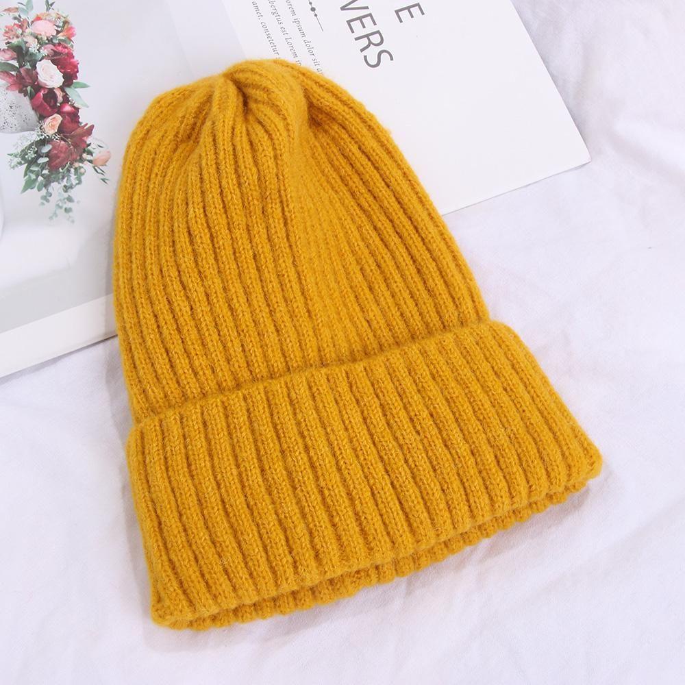 Mũ Beanie Len Dệt Kim Dày Mềm Mại Giữ Ấm