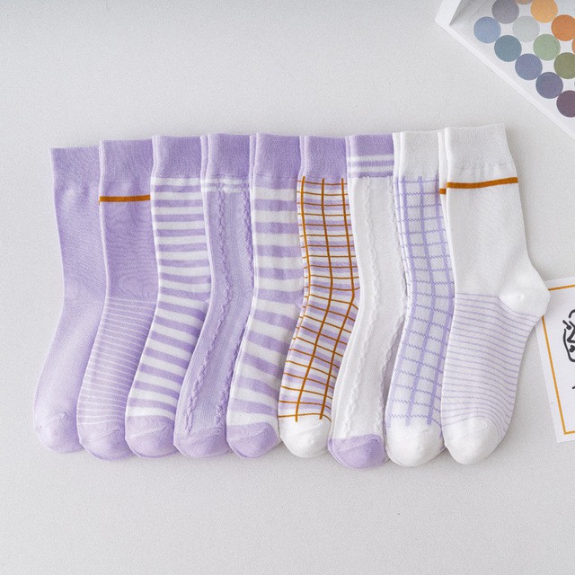 Tất Nữ Cổ Cao Màu Tím Pastel Xinh Xắn