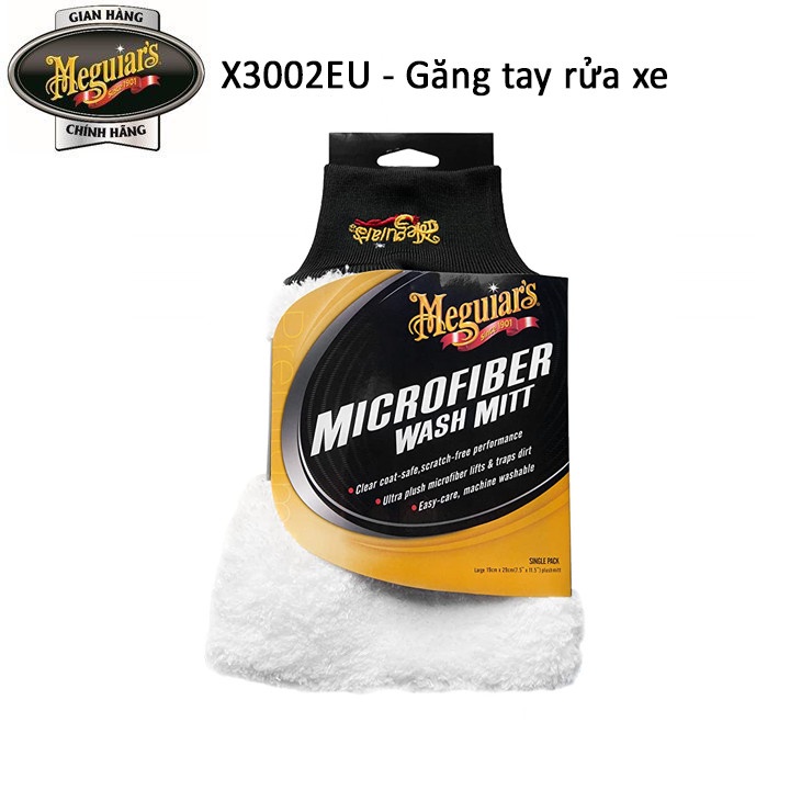 Meguiar's Găng tay rửa xe hở ngón, siêu dày - Microfiber Wash Mitt - X3002 EU