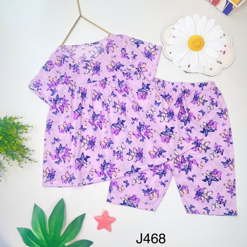 Đồ bộ bé gái, bộ bé gái ngắn tay size đại baby doll vải cotton xuất Jennie kids J468