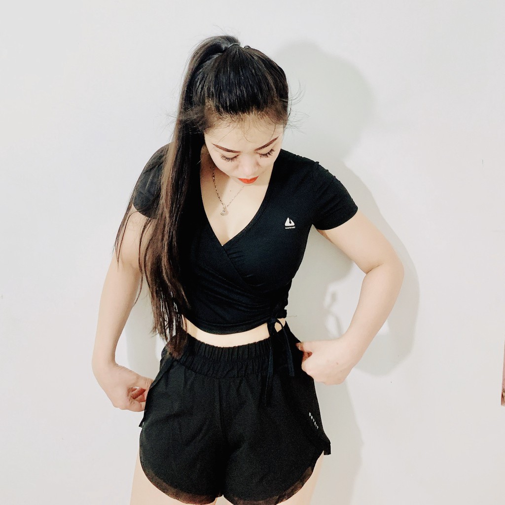 Áo Croptop Dây Rút NAQIYABEI  Nữ Tập Gym Yoga Aerobic Thể Thao Tay Đùi Siêu Đẹp Cá Tính Sexy Evasport | BigBuy360 - bigbuy360.vn