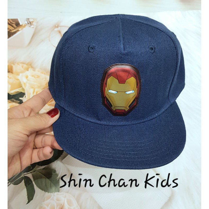 Mũ, nón lưỡi trai 3-5y Hiphop HM xuất dư - Iron man xanh than.