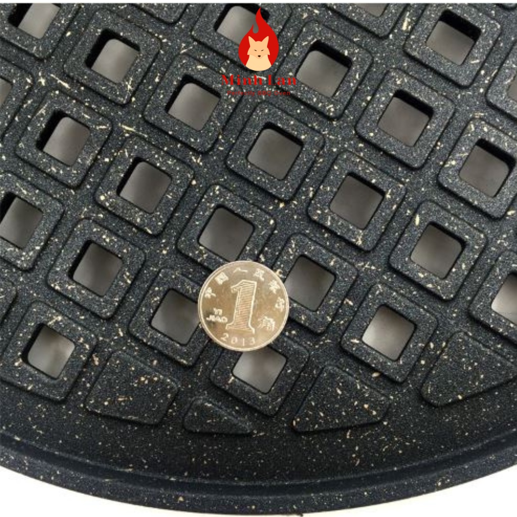 Vỉ nướng gang KẺ CARO Hàn Quốc chống dính cao cấp, đường kình 29.5cm