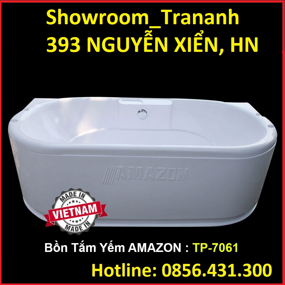 BỒN TẮM AMAZON ELIPS TP-7008/ TP-7061, BỒN TẮM NHỰA CHÂN INOX, CÓ YẾM, BỒN TẮM NGƯỜI LỚN 1.6M / 1.8M.