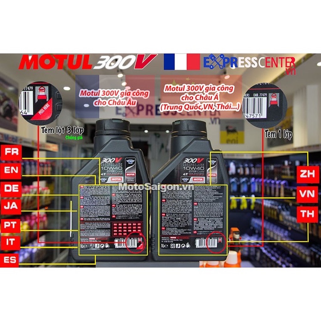 Dầu Nhớt Motul 300V Factory Line Road Racing 10W40 Doube Ester 1L 100% Tổng Hợp Chất Lượng Cao