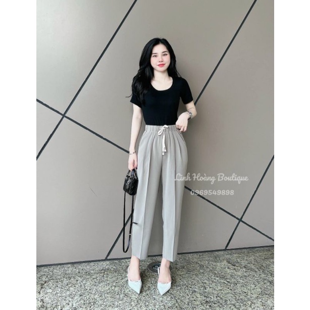 quần baggy nữ cạp chun dây dút vải ruby mịn mẫu mới đẹp