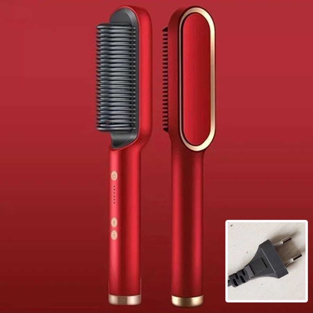 Hàng Hot Lược Điện Chải Thẳng Tóc Tự Động Chống Bỏng Có Thể Điều Chỉnh Phích Cắm EU