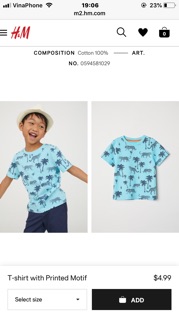 Áo phông bé trai nhiều mẫu H&M