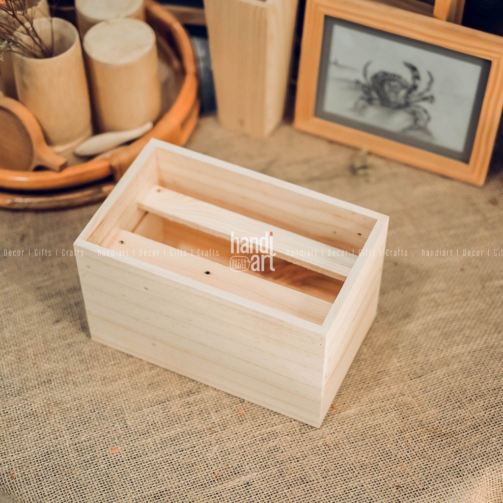 Chậu gỗ cắm hoa hình chữ nhật - Wooden pots (15x16x25cm)