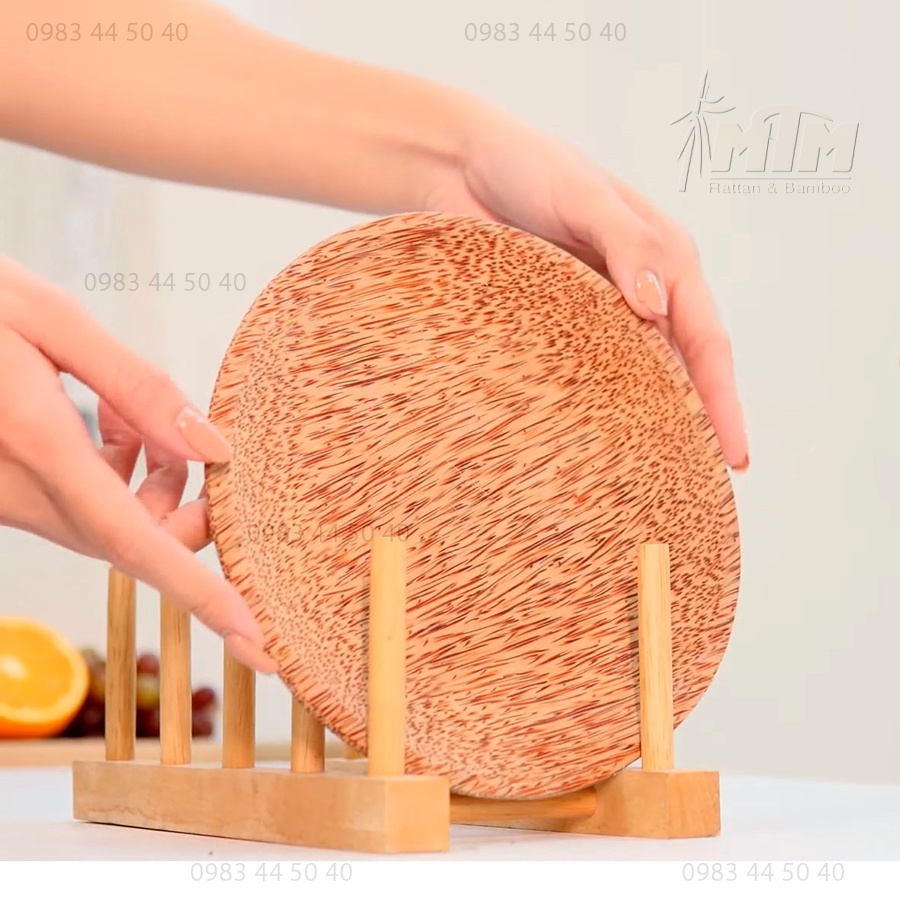 Đĩa dừa tròn l Đĩa gỗ dừa đựng bánh mứt kẹo, trang trí bàn ăn