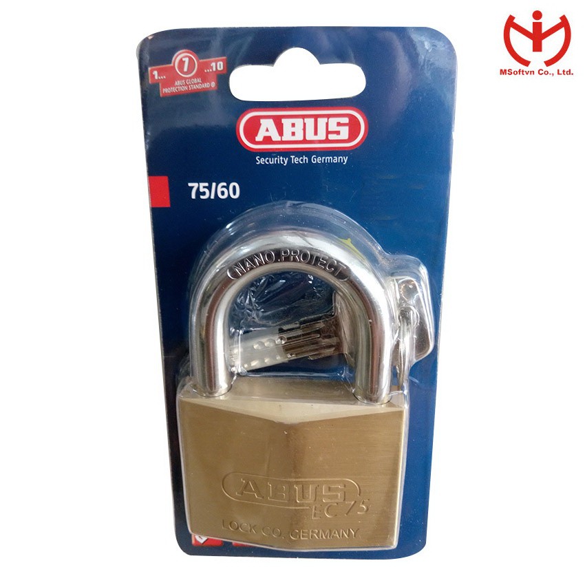 [Hỏa tốc HCM] Khóa ABUS 75/60 thân đồng 60mm 4 chìa vi tính - MSOFT