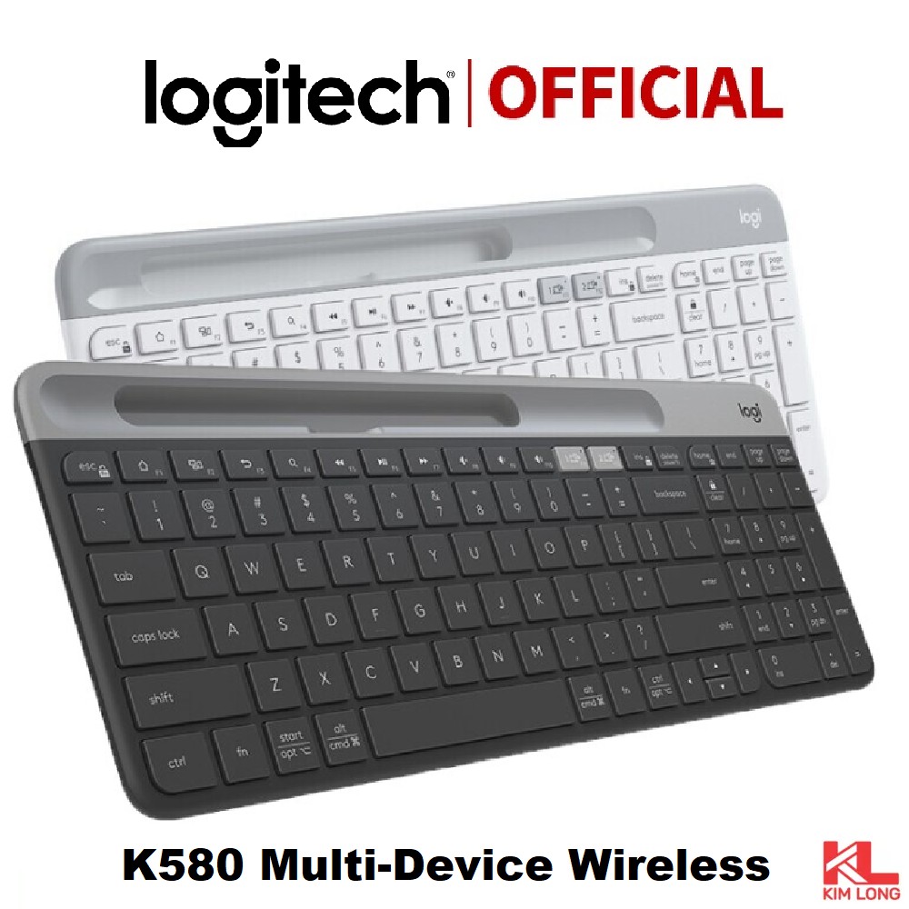 Bàn phím không dây bluetooth Logitech K580 Slim Multi device - Kết nối đa thiết bị, bluetooth, USB Unifying - Chính hãng