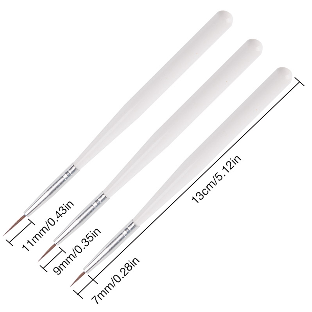 Set 3 cọ vẽ móng nghệ thuật màu trắng / đen