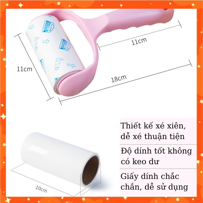 Cây lăn bụi quần áo chăn ga + 3 lõi, cây lăn lông mèo (sợi vải, tóc, ghế Salon đa năng...)