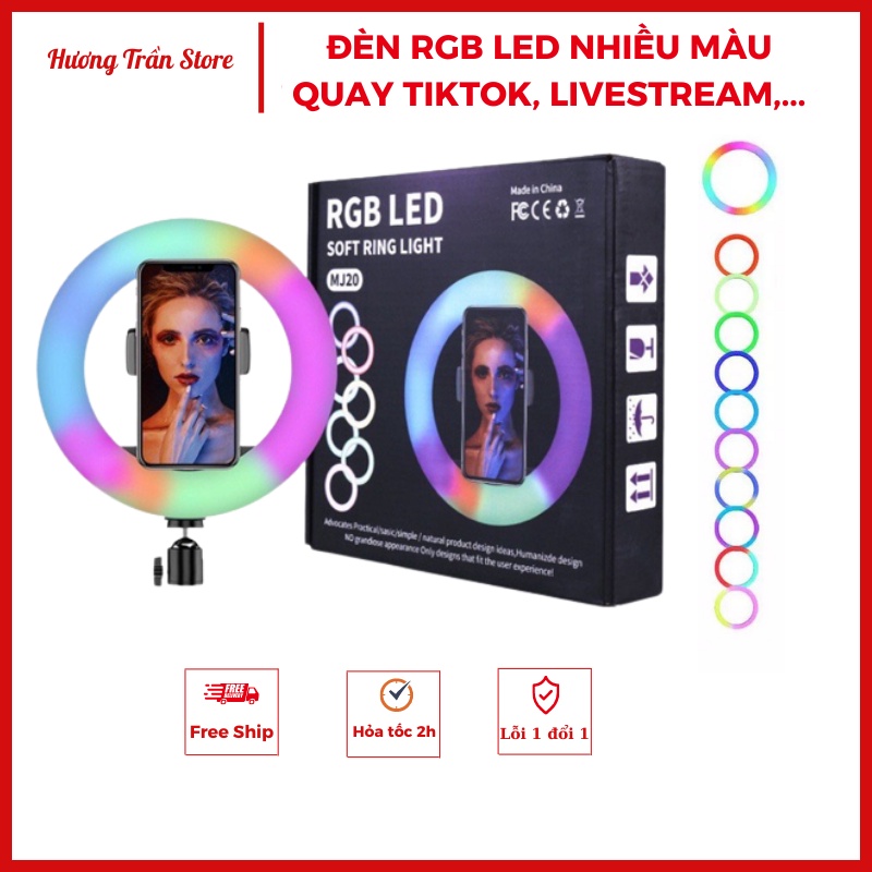 Đèn RGB LED nhiều màu - Kèm chân cao 2.1m - 1 remote chỉnh màu đèn - quay Tiktok, Livestream, Chụp Ả