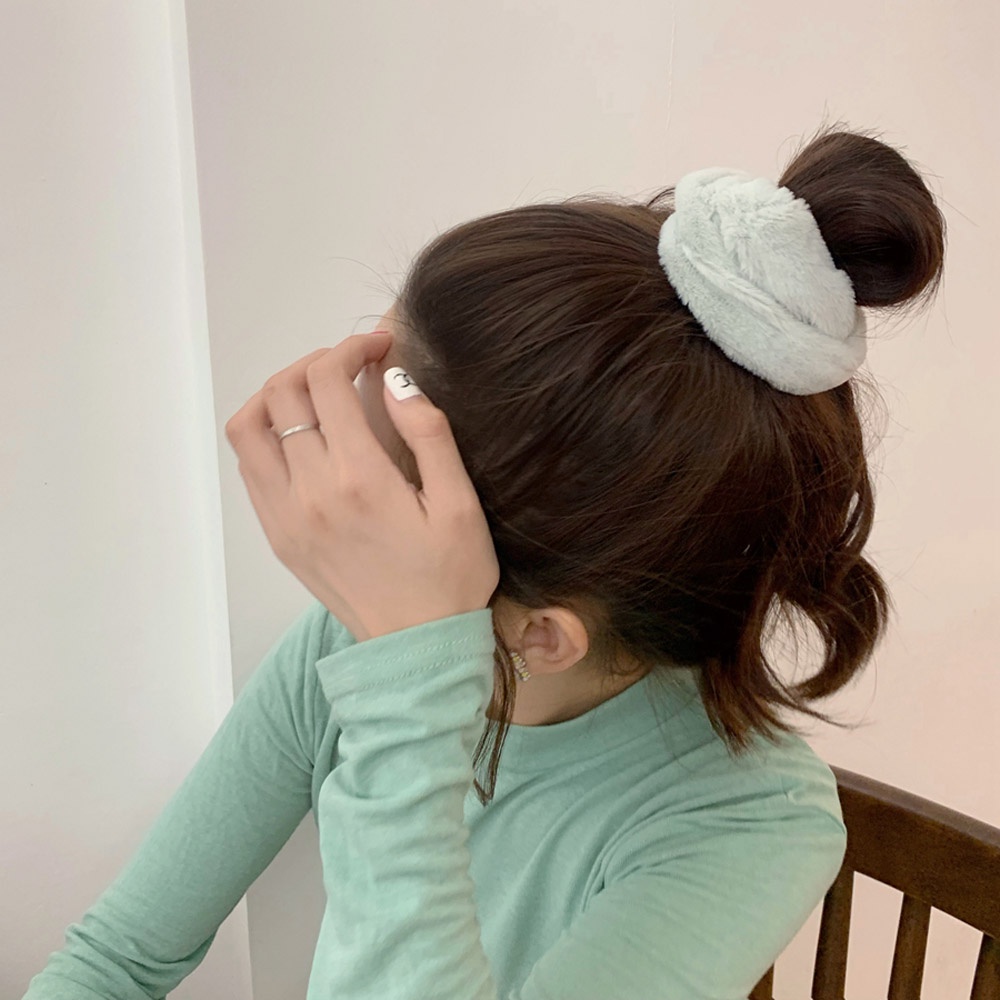Dây buộc tóc cao su co giãn phối lông thỏ giả sành điệu cho nữ