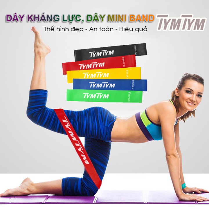 Dây kháng lực tập chân mông Tymtym, dây mini Band, phụ kiện tập gym, đồ dùng thể thao tại nhà đa năng