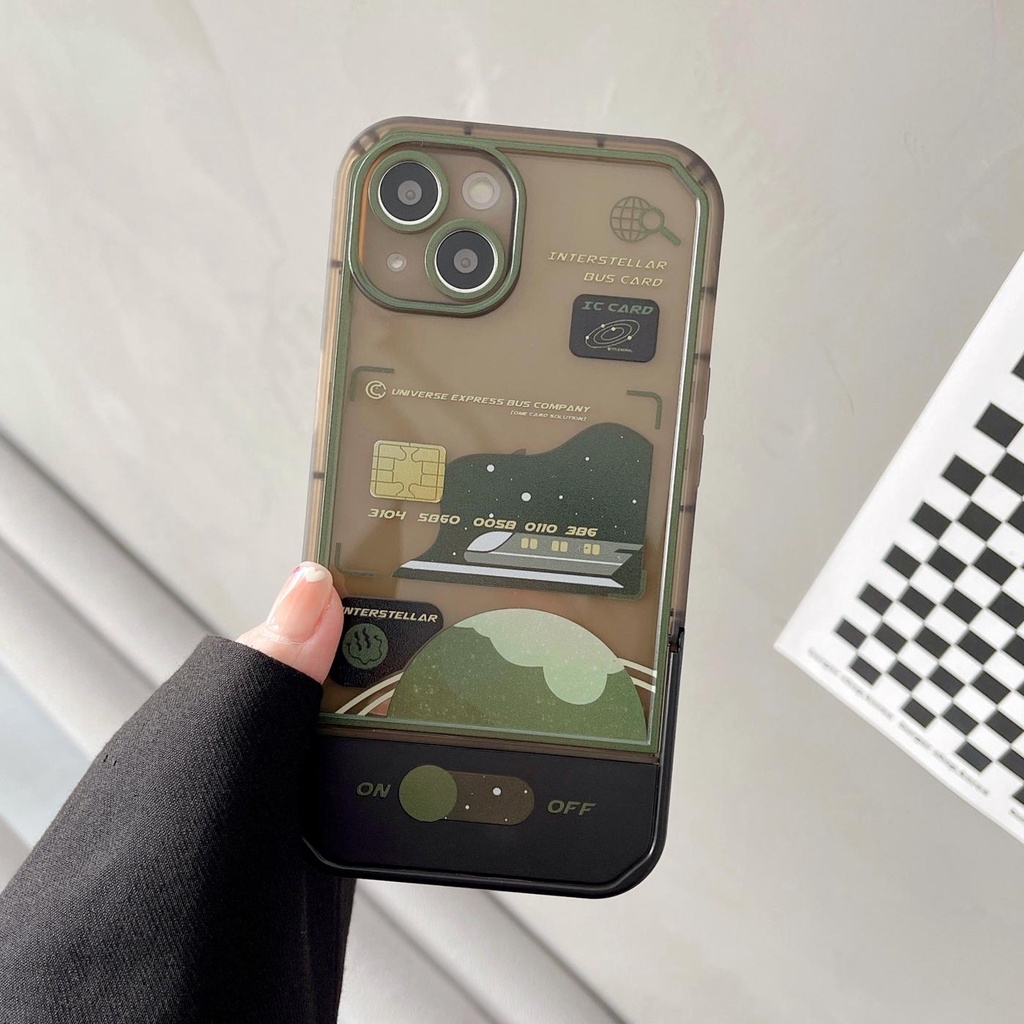 Ốp Điện Thoại Silicone Tpu Mềm Trong Suốt In Hình Hành Tinh Có Giá Đỡ Ẩn Cho iphone 13 12 11 pro xs max xr 7 / 8plus