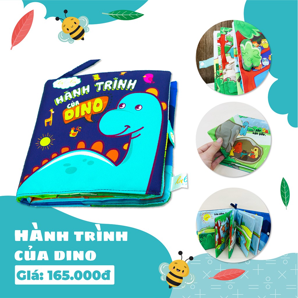 Combo 7 cuốn sách vải tương tác Lalala baby made in Việt Nam, kích thước 18x18cm, 12 trang