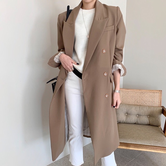 (Hàng có sẵn) Áo Blazer dáng dài sang chảnh chất vải cực đẹp