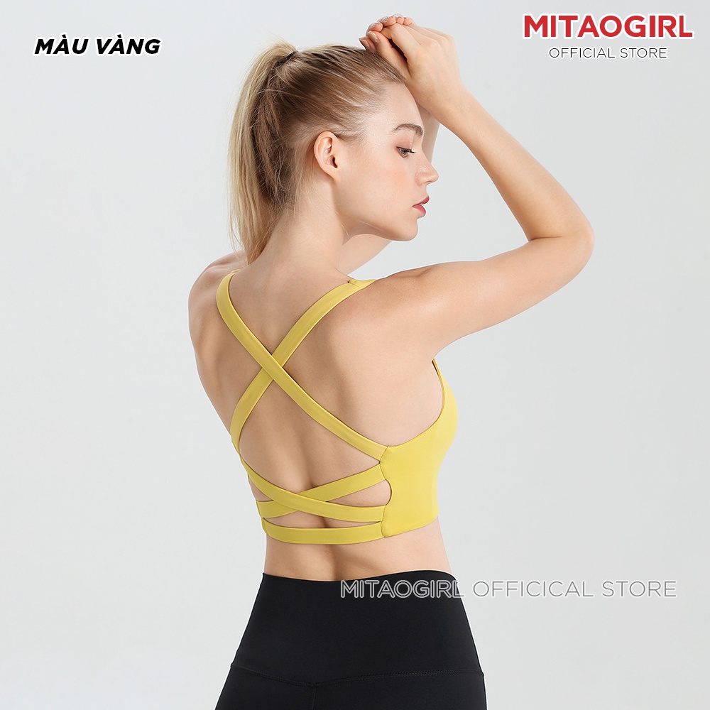 Áo bra tập gym yoga nữ MITAOGIRL kiểu áo 2 dây đan chéo hở lưng thể thao chất poly lạnh mát co giãn nâng đỡ ngực