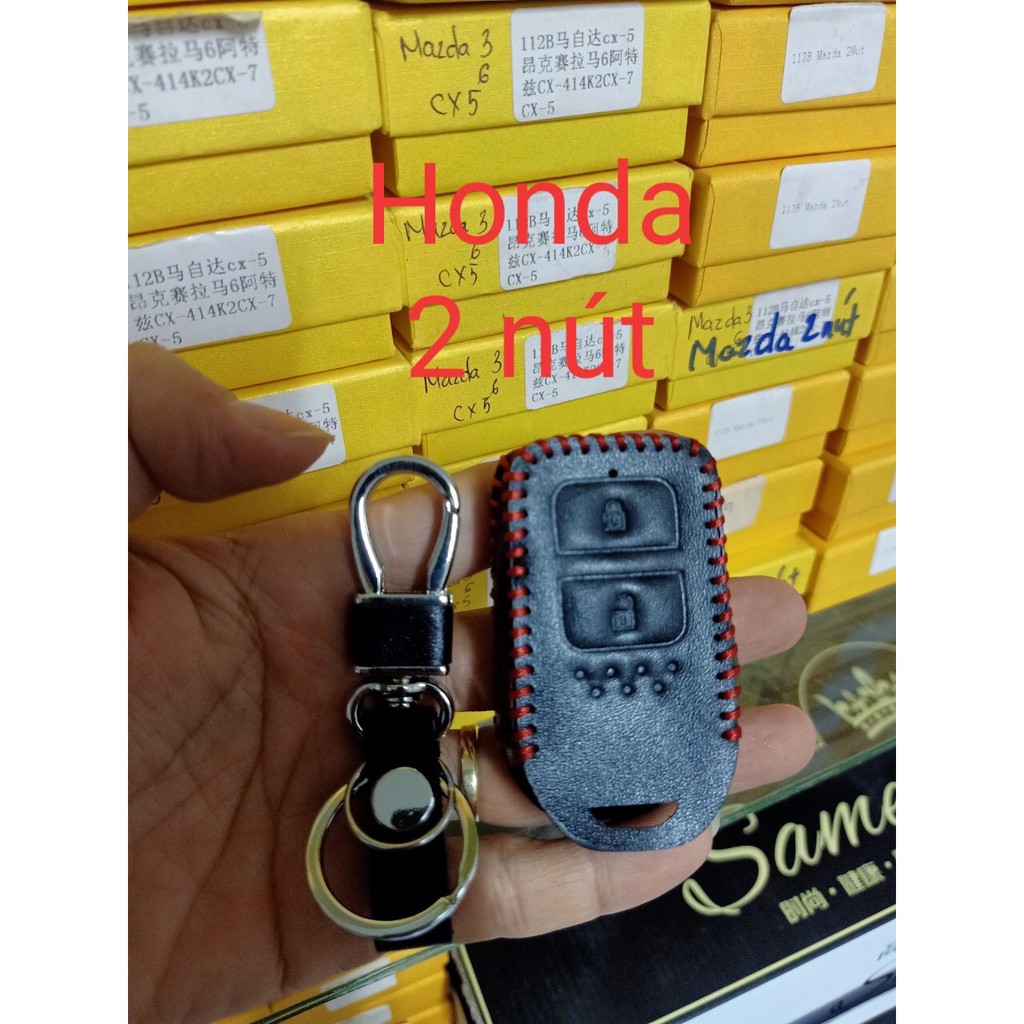 Ốp chìa khóa ô tô Honda City, Civic, CRV, HRV vân cacbon và Da cao cấp