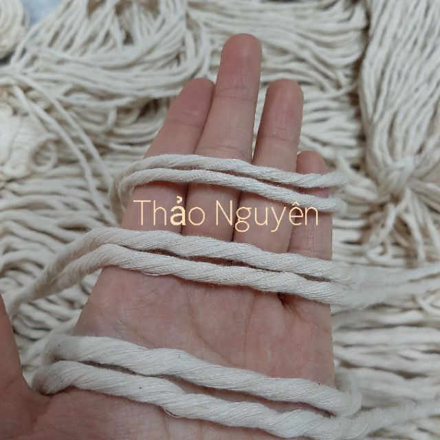 Dây thừng se macrame, dây cotton _ 1 xoắn(2mm, 3mm,4mm, 5mm). Màu kem và màu ngà