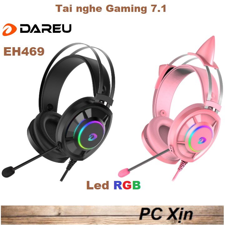 Tai nghe game DAREU EH469 Pink / Black RGB 7.1 Chính hãng