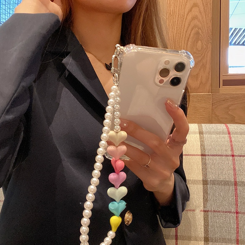 Ốp Điện Thoại Mềm Trong Suốt Đính Ngọc Trai Cho iphone 14 Pro Max 13 Pro Max 12 Pro Max 13 11 XR X XS 7 8 plus MiNi SE 2020