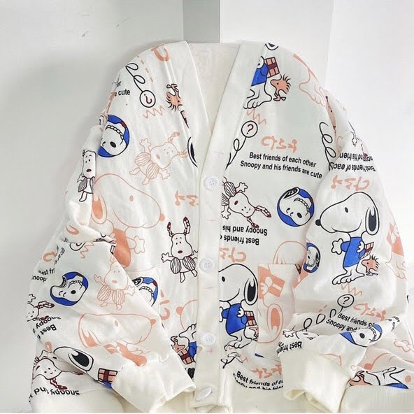 Áo khoác nam nữ nỉ ngoại cardigan 3D in chó snoopy - HÀNG MỚI VỀ