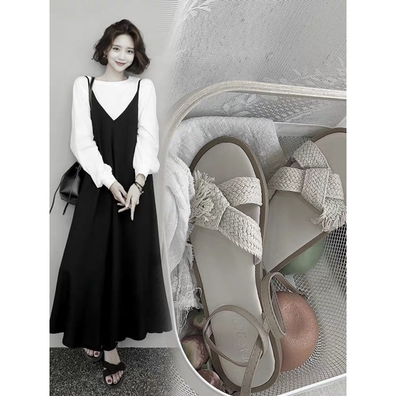 Sandal nơ cói ulzzang Doraeshoppp đi biển vintage