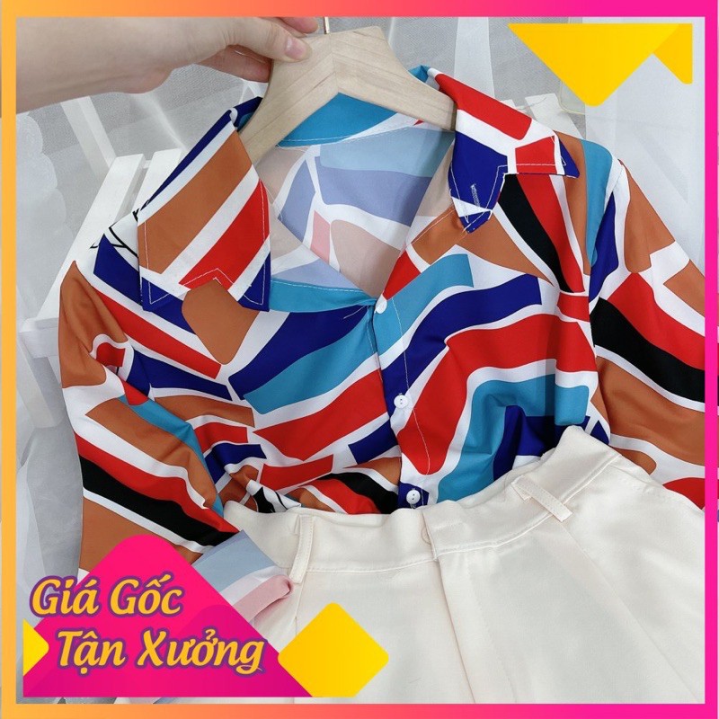 Sét Áo Sơ Mi Phối Màu Mix Quần Sooc Đùi Lật [ 𝐅𝐑𝐄𝐄 𝐒𝐇𝐈𝐏 ]  Gấu Cực Sịn Chất Lụa Đũi Mềm Sooc Kaki Giãn Mềm